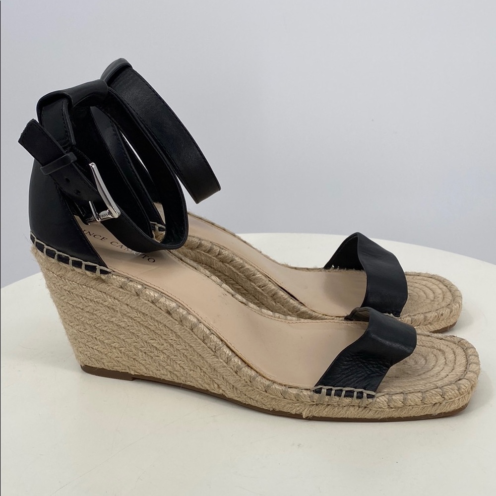 Vince Camuto Black Wedge Espadrille Sandals MEDDRINA NWOT Size 13